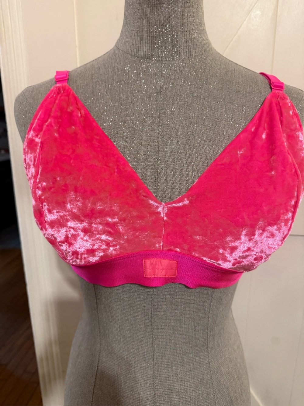 Pink Victoria’s Secret Velvet/Velour Bra- Size XXL